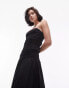 Topshop shirring bandeau maxi dress in black