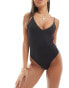 Mango double strap swimsuit in black