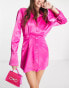 Фото #1 товара Urban Revivo long sleeve mini blazer dress in dark pink