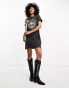 ONLY graphic t-shirt mini dress in washed black Черный, S - EU 36 - фото #3