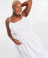 Фото #2 товара Trendy Plus Size Cotton Eyelet Smocked-Waist Dress, Created for Macy's