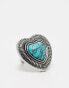 Фото #1 товара ASOS DESIGN ring with turquoise semi precious style heart stone in silver tone