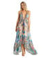 Women's Maxi Tropical Print Halterneck Dress