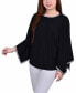 Petite Size Long Batwing Top with Glitz Tape at Neckline and Sleeves