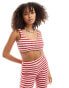 Фото #1 товара ASOS DESIGN co-ord crochet texture stripe cami top in red and white