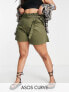 Фото #1 товара ASOS DESIGN Curve utility belted shorts in khaki