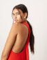 ASOS EDITION twist shoulder detail maxi dress with drop waist in red