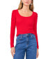 ფოტო #1 პროდუქტის Women's Scoop-Neck Cotton Long-Sleeve Knit Top