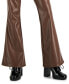 Фото #4 товара Juniors' Glossy High Rise Faux-Leather Flare Jeans