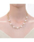 ფოტო #3 პროდუქტის Sterling Silver 14K Gold Plated Genuine Freshwater Pearl and Cubic Zirconia Link Oval Spring Ring Adjustable Necklace