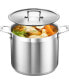 Фото #1 товара Stockpot - Brushed Stainless Steel - Heavy Duty Induction Pot with Lid and Riveted Handles - For Soup, Seafood, Stock, Canning and for Catering for Large Groups and Events by BAKKEN