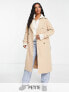 Фото #1 товара Vila Petite double breasted belted trench coat in beige