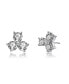 Фото #1 товара Sterling Silver with Round Cubic Zirconia Clover Stud Earrings