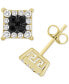 ფოტო #1 პროდუქტის Men's Black & White Diamond Greek Key Stud Earrings (1/2 ct. t.w.) in 10k Gold