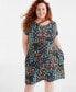 Фото #2 товара Plus Size Printed Fit & Flare Dress