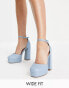 Фото #1 товара ASOS DESIGN Wide Fit Priority platform high heeled shoes in blue