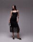 Topshop premium scoop neck lace insert midi dress with removeable lining in black