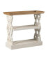 35.5" X 14" X 32" Distressed White And Natural Wood Shelf Tray, French Country Console Table