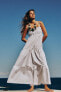 Фото #10 товара Комбинированное платье миди из поплина ZARA