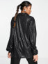 Фото #2 товара Glamorous oversized shirt in matte black sequin co-ord