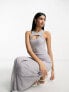 Фото #3 товара ASOS DESIGN sleeveless ribbed midi dress with cut out detail in washed grey