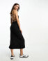 Фото #2 товара Stradivarius tailored maxi dress in black pinstripe