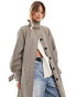 ASOS DESIGN funnel neck oversized longline trench coat in mushroom 42 - фото #2