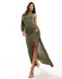 Фото #2 товара ASOS DESIGN one sleeve maxi dress with cutout and drawstring in khaki