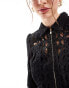 Morgan crochet lace playsuit with zip detail in black