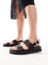 River Island laser cut detail flat sandal in black