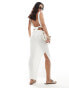 Miss Selfridge knit rib maxi skirt in cream M - фото #4