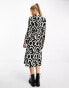 Фото #6 товара Vero Moda belted shirt maxi dress in mono geo print