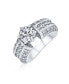 ფოტო #1 პროდუქტის AAA CZ Pave Vintage Art Deco Style 2CT Princess Round Brilliant Cut Solitaire Engagement Ring For Women .925 Sterling Silver