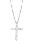 ფოტო #1 პროდუქტის Lab Grown Diamond Cross Pendant Necklace (1 ct. t.w.) in 14k White Gold, 16" + 2" extender
