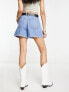 Stradivarius tailored denim short in medium blue Голубой, 36 - фото #3