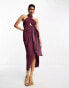 Фото #3 товара ASOS DESIGN washed halter cut out midi dress with tie waist in dusty purple