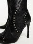 Daisy Street wavy studded knee boots in black