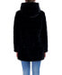 Women's Hooded Grooved Faux Fur Coat