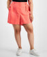 ფოტო #3 პროდუქტის Trendy Plus Solid Linen-Blend Pleated Woven Shorts, Created for Macy's