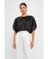 Women's Sequins Cropped Puff Top