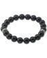 Фото #1 товара Onyx (10mm) Beaded Stretch Bracelet in Stainless Steel