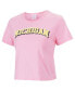 ფოტო #1 პროდუქტის Women's Pink Michigan Wolverines Gingham Logo Cropped T-shirt