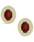 ფოტო #3 პროდუქტის Garnet (1-7/8 ct. t.w.) and Diamond (1/2 ct. t.w.) Halo Stud Earrings in 14K Yellow Gold
