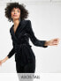 Фото #1 товара ASOS DESIGN Tall velvet suit blazer with side wrap belt in black