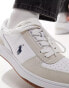 Polo Ralph Lauren court leather trainer with pony logo in white suede mix weiß, 45 - фото #4