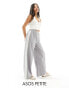 Фото #1 товара ASOS DESIGN Petite pull on trouser with contrast panel in grey stripe