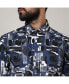 ფოტო #5 პროდუქტის Men's Navy Blue & Midnight Black Abstract Geometric Shirt