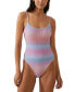 Women's Glitter Ombre Thin-Strap Scoop-Back One-Piece Swimsuit