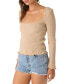 Juniors' Floki Ribbed-Knit Long-Sleeve Top