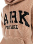 ASOS DARK FUTURE oversized hoodie with front embroidery in beige borg WARM TUAPE, S - фото #5